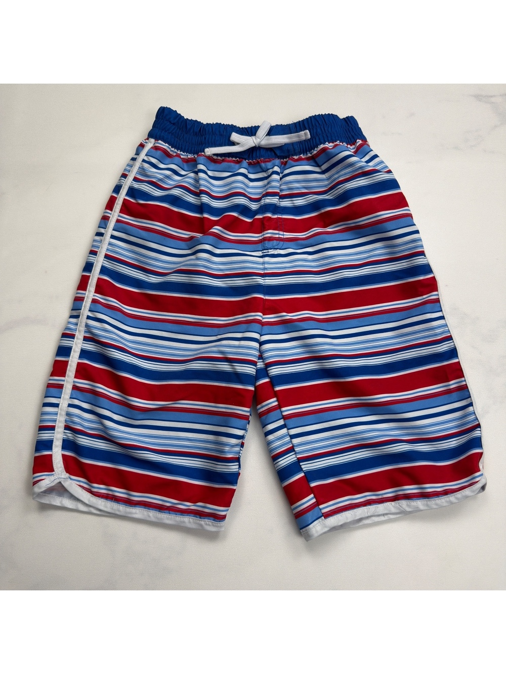 kidpik Swim Trunks Striped Elastic Waistband - Boys XL 14
